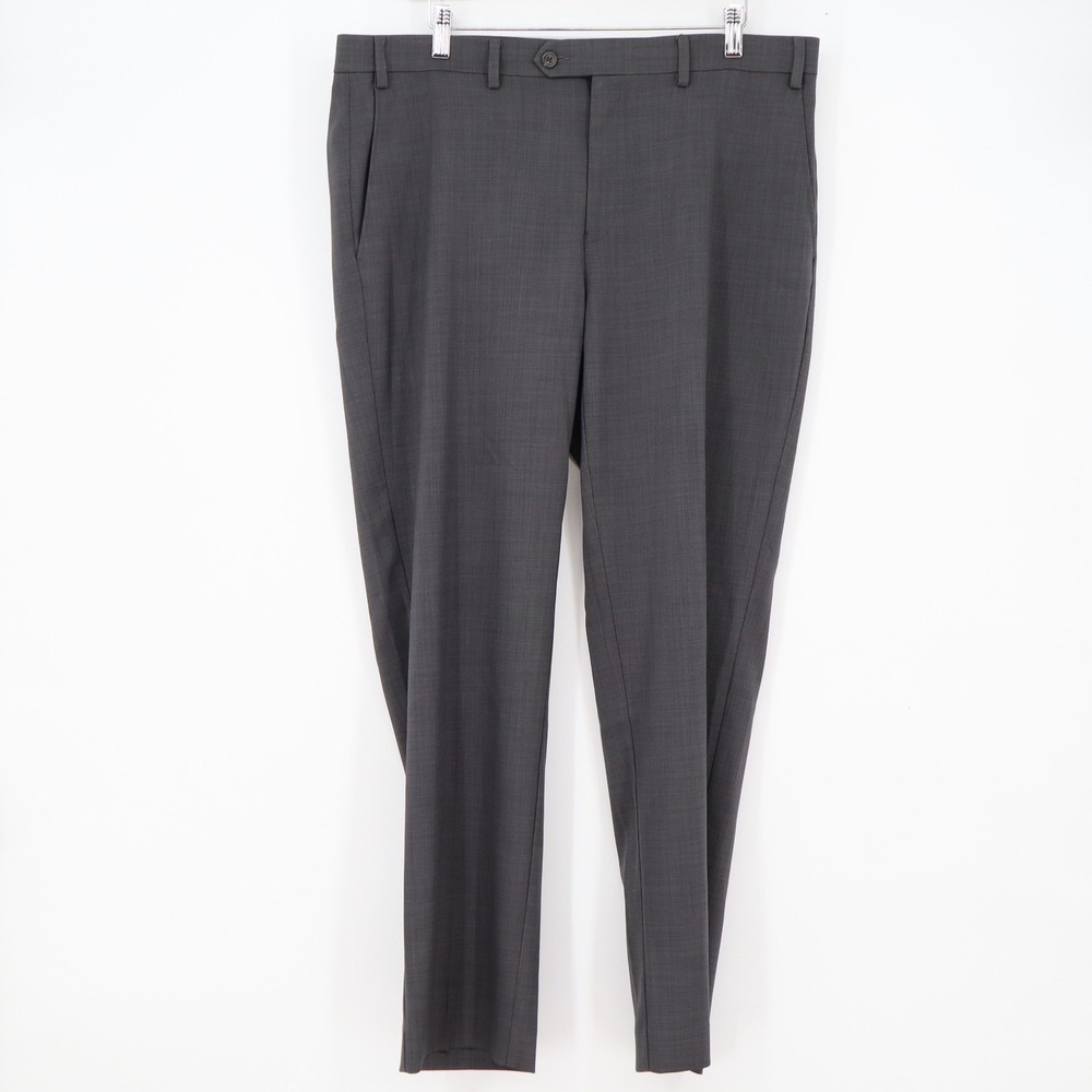 Chaps Dress Pants Mens 36x30 Total Comfort Charcoal Grey Flat Front Excellent